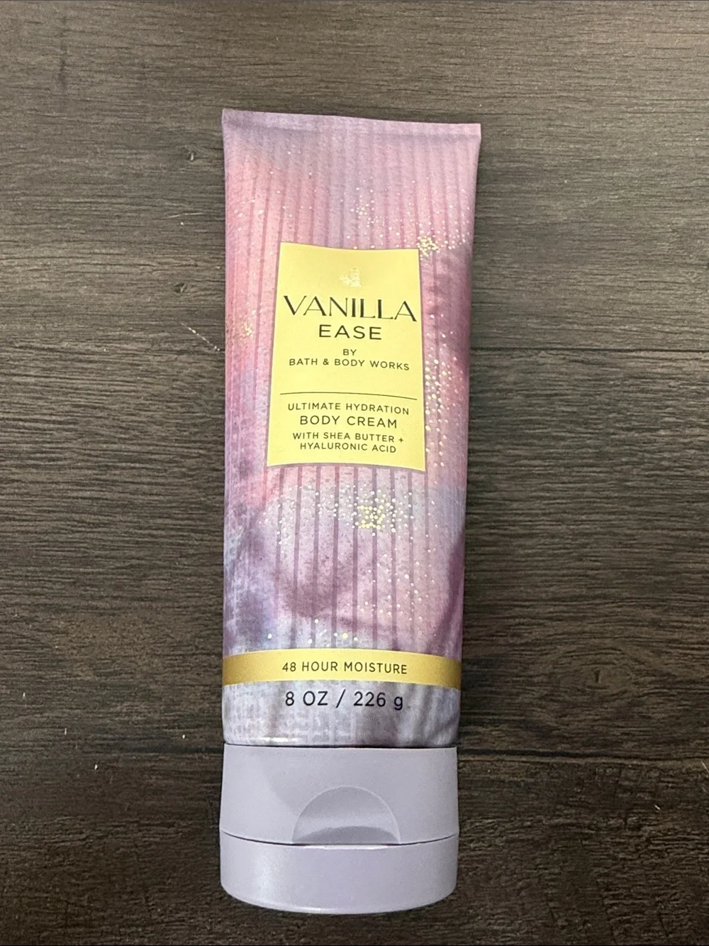Bath & Body Works Vanilla Ease Body Cream - Pink Purple with Gold Accents